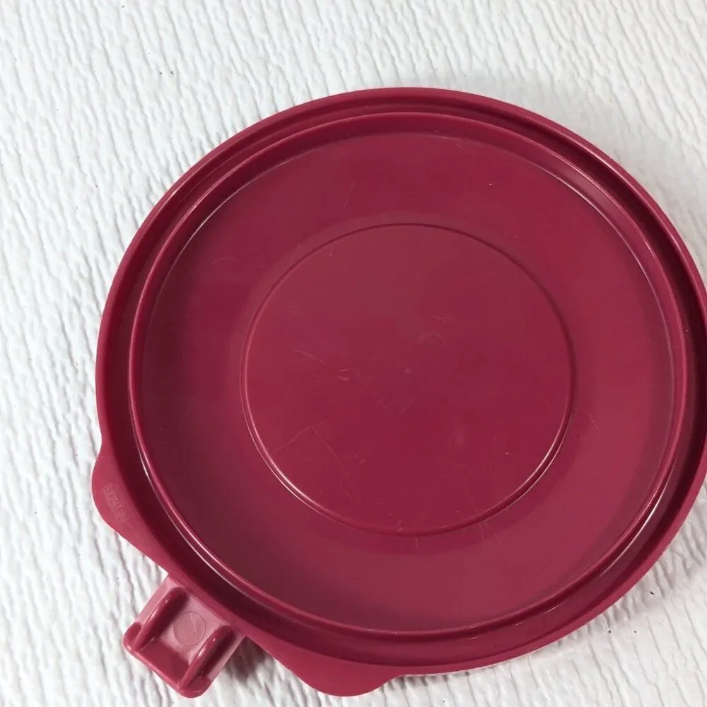 Vintage Anchor Hocking Plastic Food & Craft Storage Lid round circle red